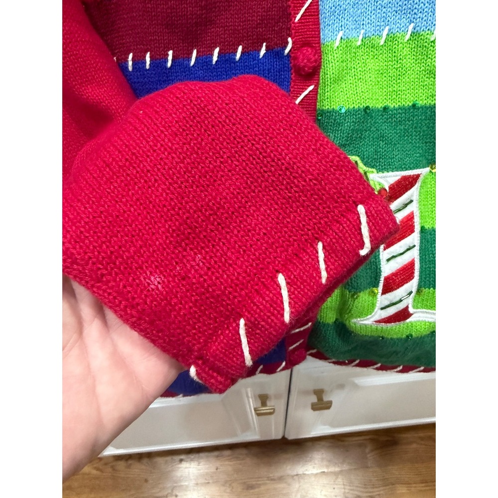tierra international christmas collection red cardigan sweater w embroidery - Picture 4 of 8